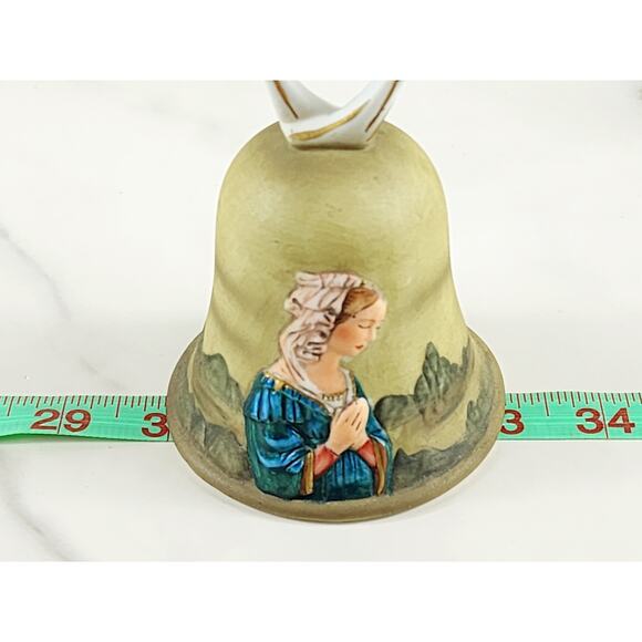 Bisque Praying Madonna Bell 5 3/4" Porcelain 1979 Hand Painted Roman Mexico - Picture 14 of 14